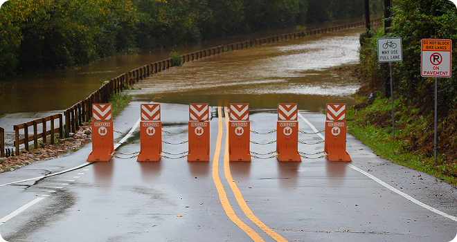 Barriers on the road