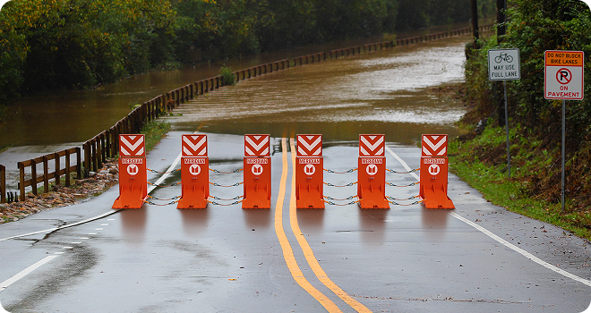 Barriers on the road