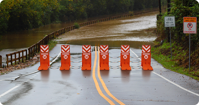 Barriers on the road