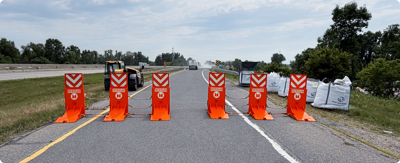Archer Guard protecting a pavement preservation crew on a highway ramp